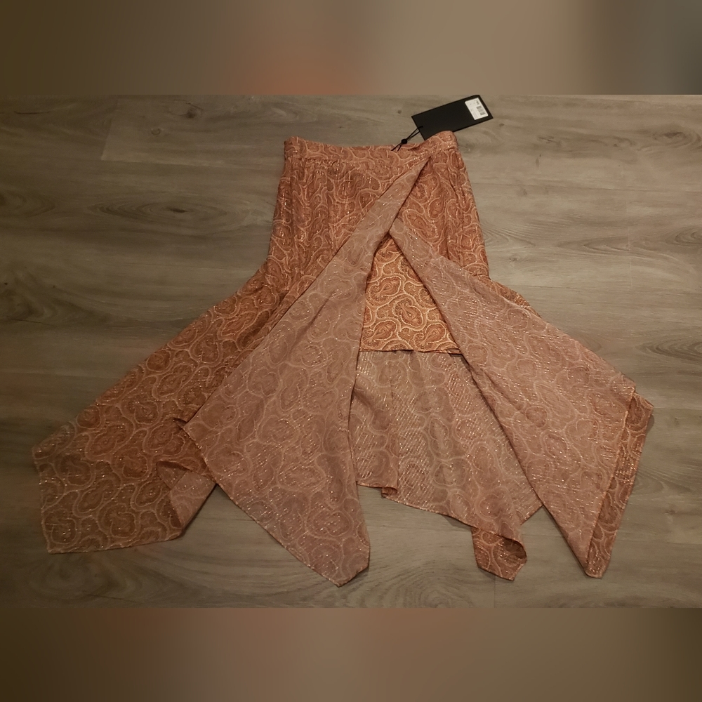 Kooples Paisley Midi Hankerchief Silk Viscose Skirt 29" waist